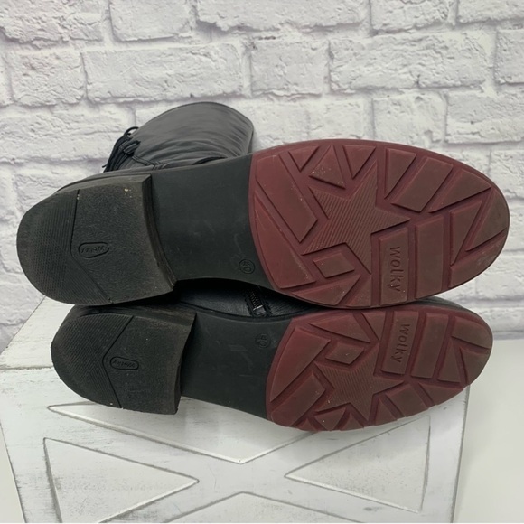 Wokly Belmont Black Leather Lace Up Tough Boots - Picture 15 of 16